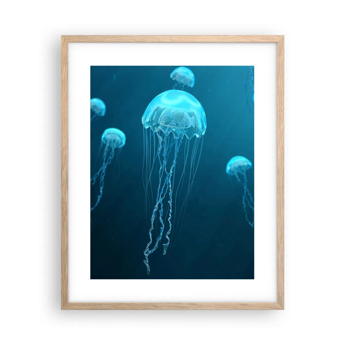 Poster în ramă de stejar deschis - Dansul oceanic - 40x50 cm