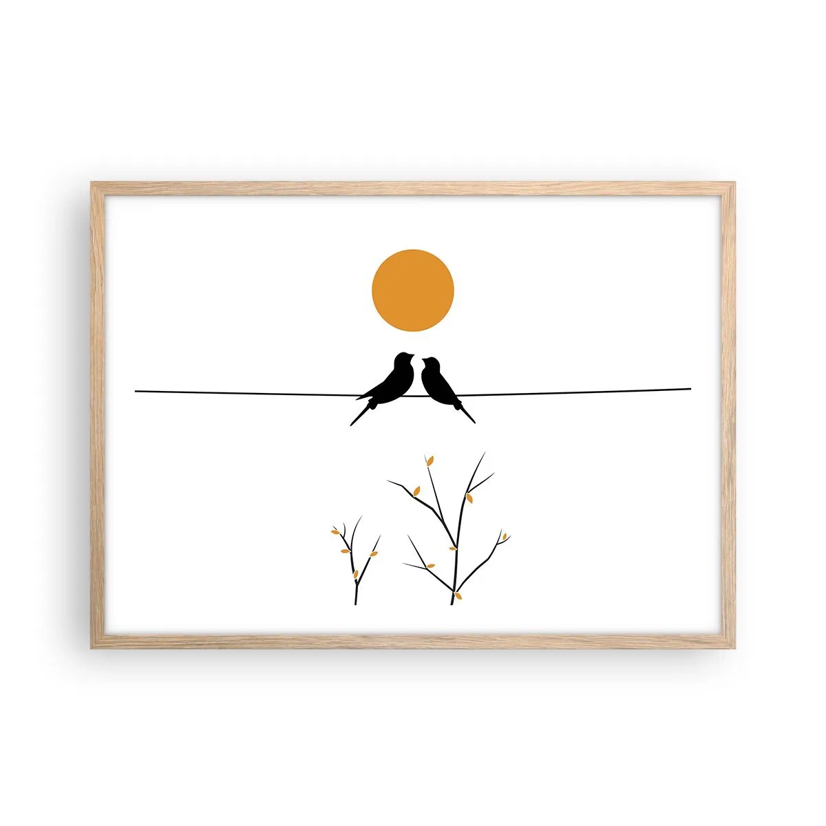 Poster în ramă de stejar deschis - Seară cu privighetori - 70x50 cm