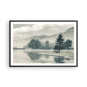 Poster în ramă neagră - Lacul încă doarme - 91x61 cm