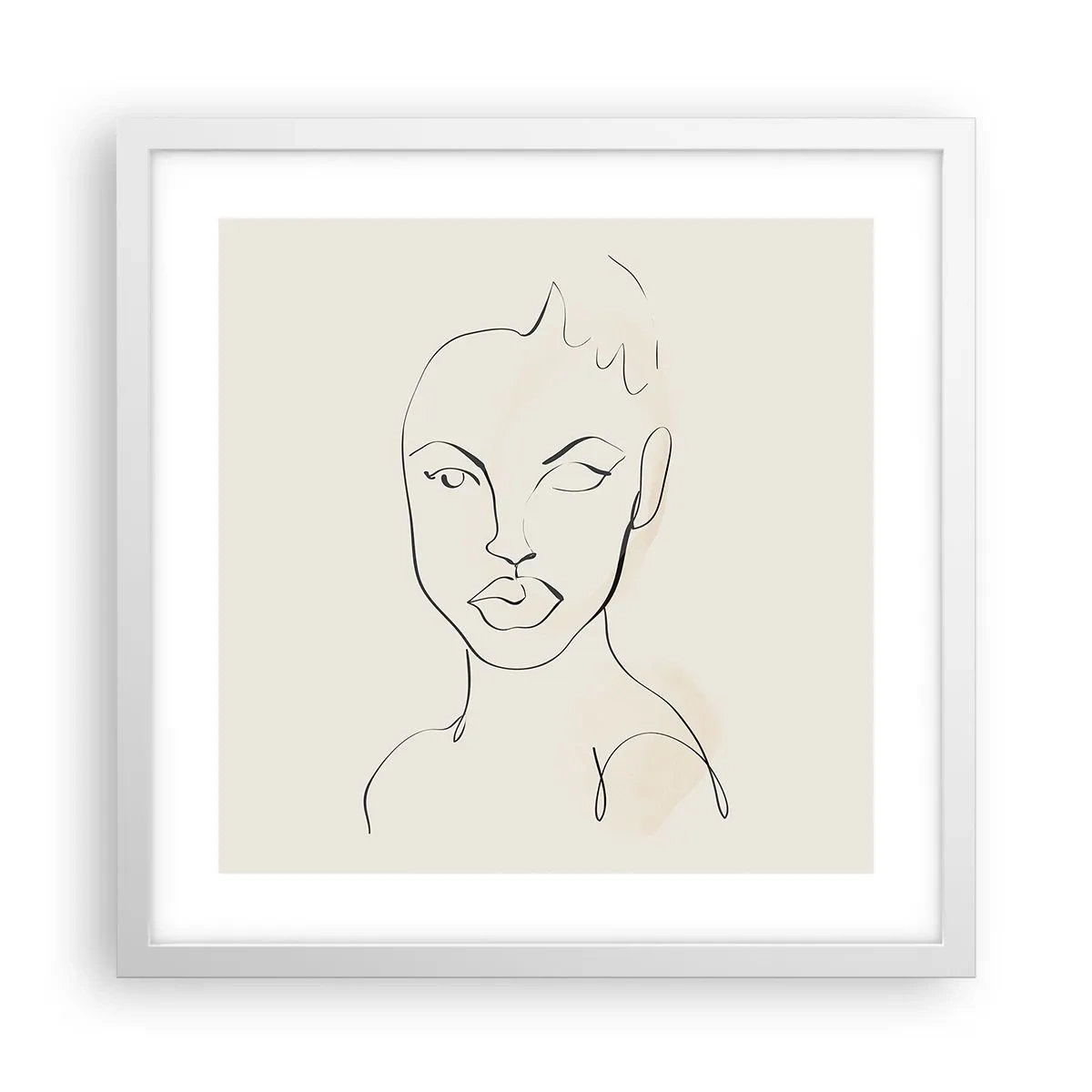 Poster în ramă albă - Schiță de senzualitate - 40x40 cm