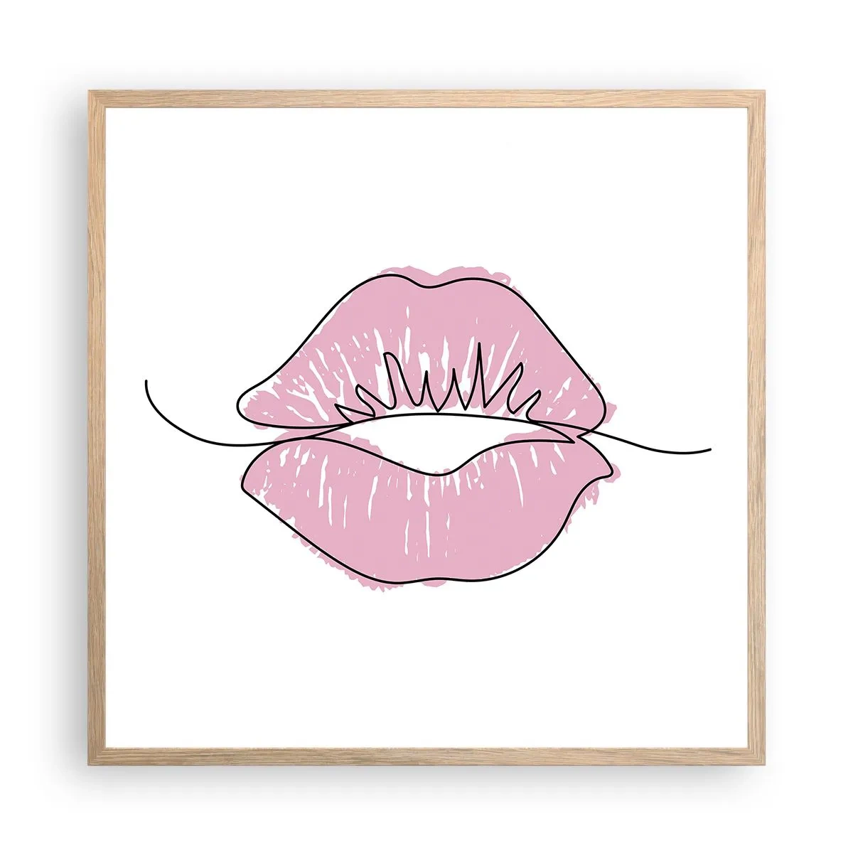 Poster în ramă de stejar deschis - Vrei un sărut? - 60x60 cm