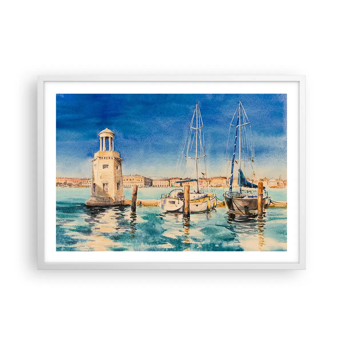 Poster în ramă albă - Laguna însorită - 70x50 cm