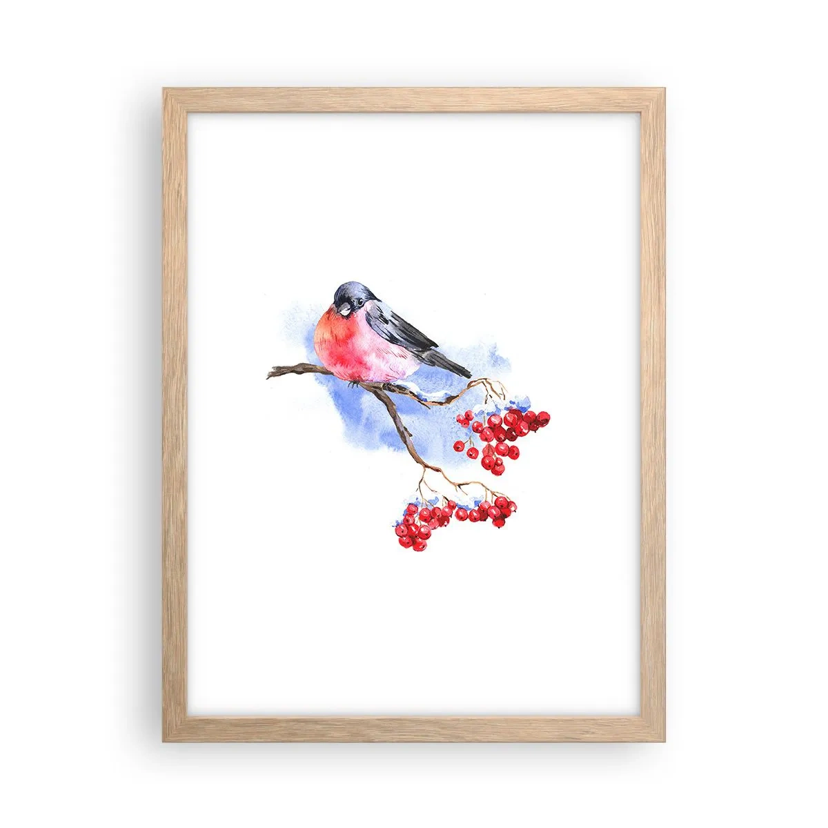 Poster în ramă de stejar deschis - Iarna în culori - 30x40 cm