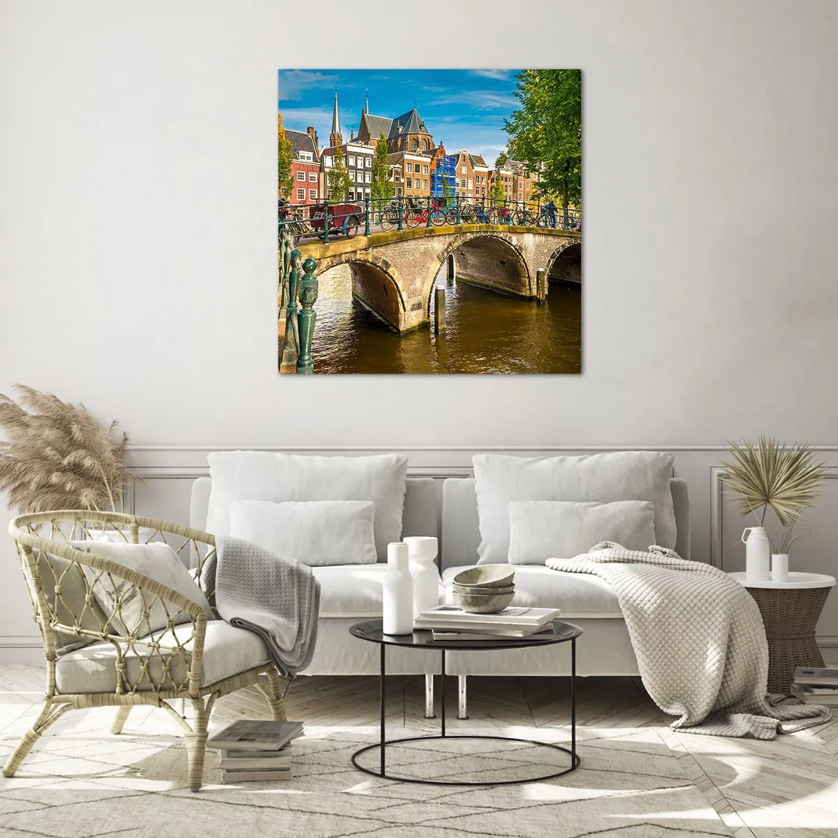 Tablou pe sticlă - Primăvara lângă canal - 60x60 cm