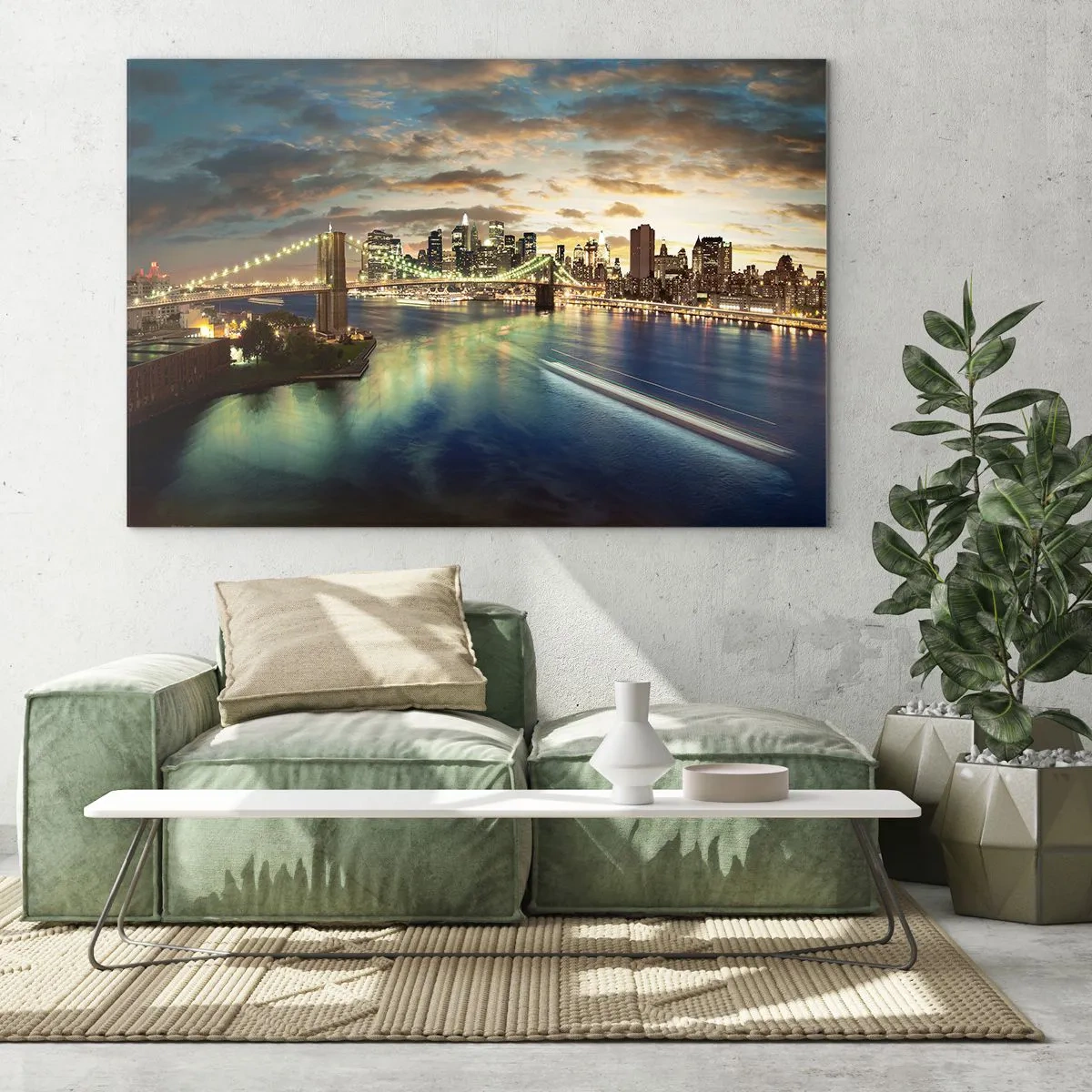 Tablou pe sticlă - O seară luminată deasupra Manhattan-ului - 120x80 cm