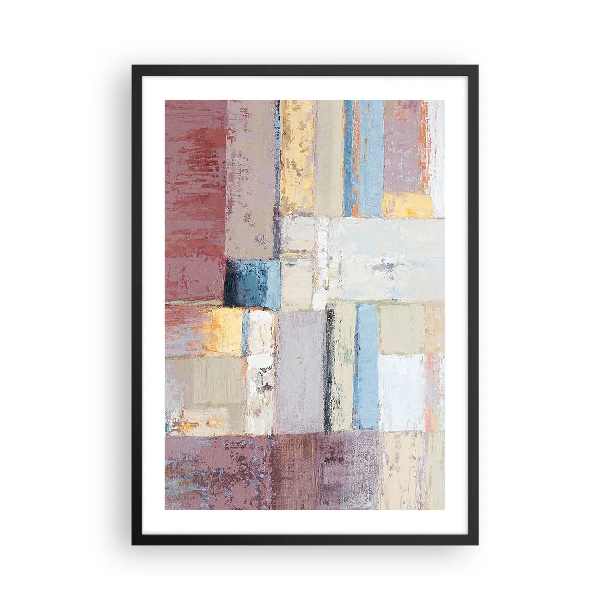 Poster în ramă neagră - Compoziție geometrică abstractă în culori pastelate - 50x70cm - Liniștea geometriei - Decorațiune modernă pentru perete pentru living și dormitor ARTTOR