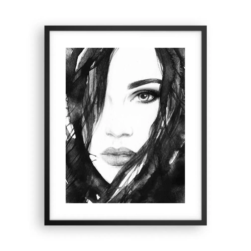 Poster în ramă neagră - Studiu unei dame în alb și negru - 40x50 cm