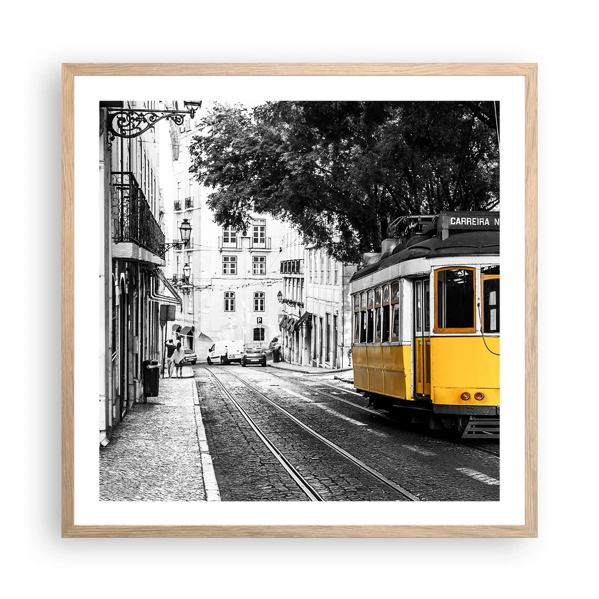 Poster în ramă de stejar deschis - Sună fado în fundal - 60x60 cm