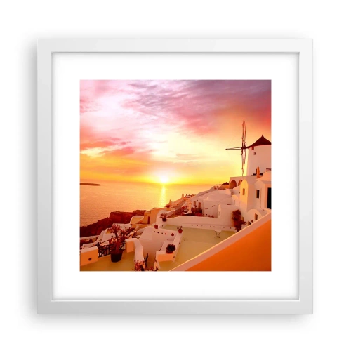 Poster în ramă albă - Dizolvându-se în alb și auriu - 30x30 cm