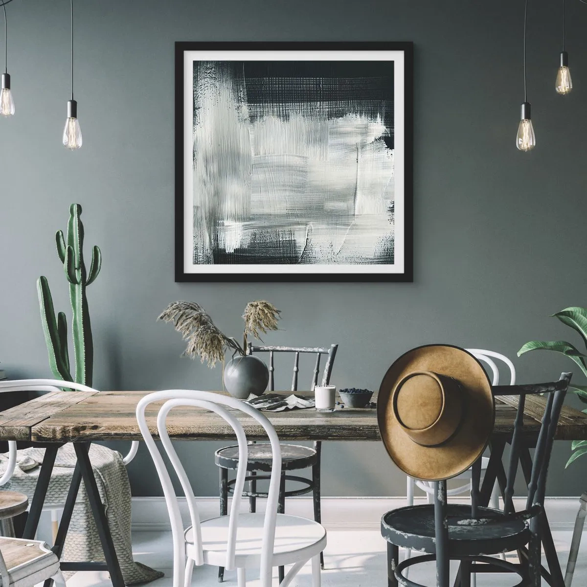 Poster în ramă neagră - Țesut vertical și orizontal - 50x50 cm