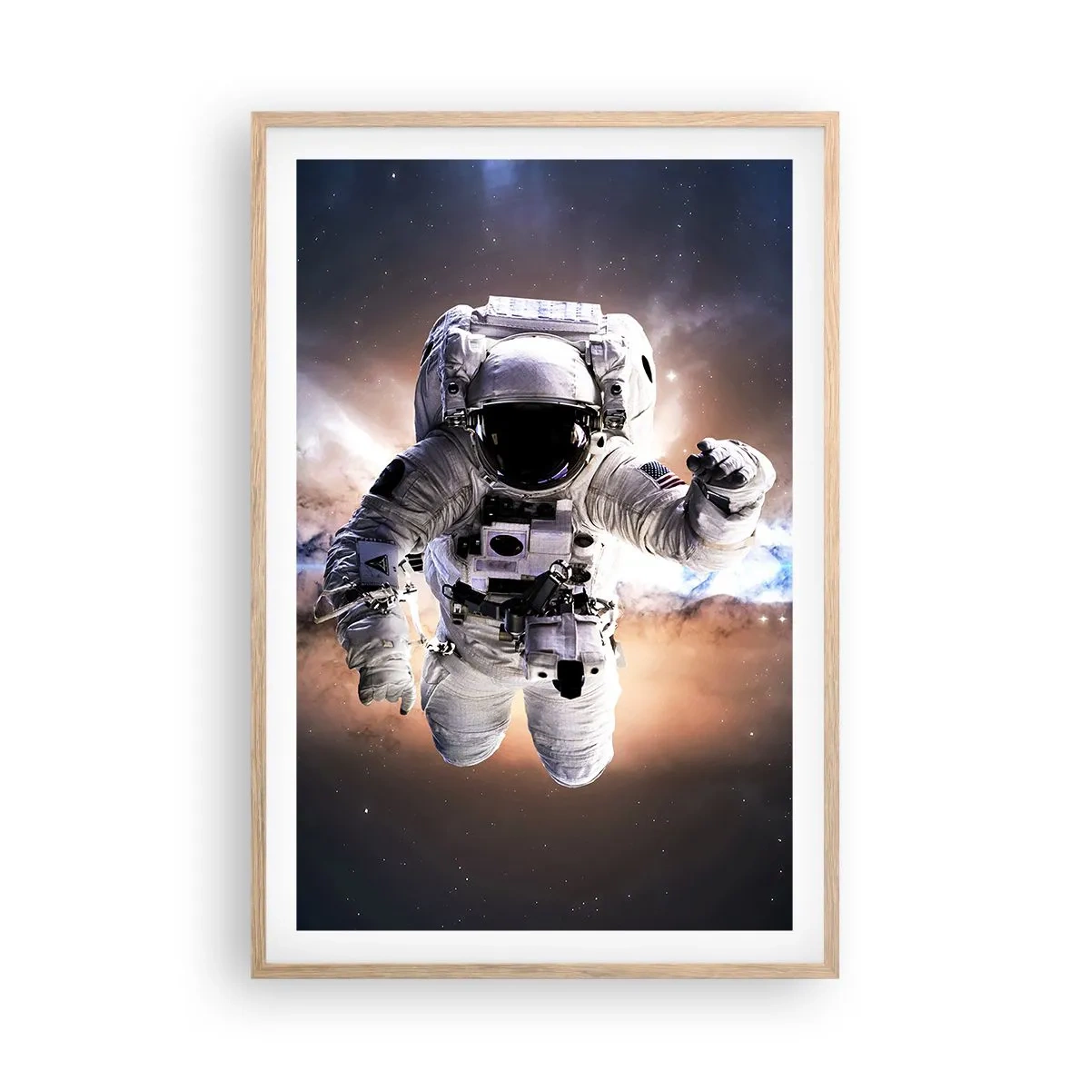 Poster în ramă de stejar deschis - Salutări din spațiul cosmic - 61x91 cm
