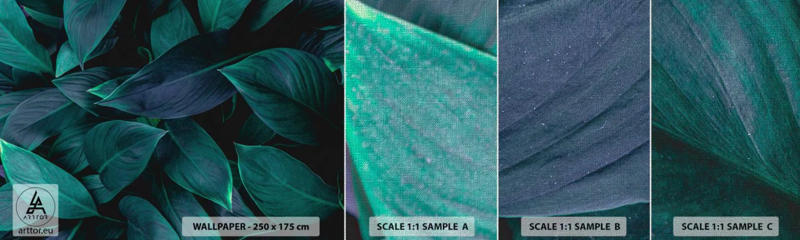 Mostră tapet Premium Canvas - Verdeața în sine - Frunze, Natură, Botanică - 100x30 cm