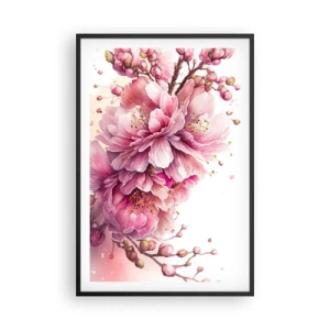 Poster în ramă neagră - Flori de cireș - 61x91 cm