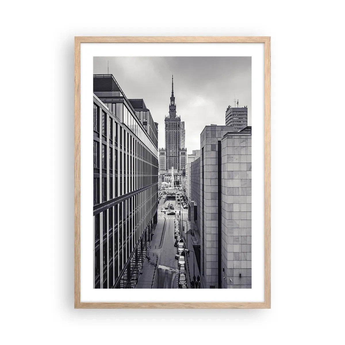 Poster în ramă de stejar deschis - Vale citadină din Varșovia - 50x70 cm