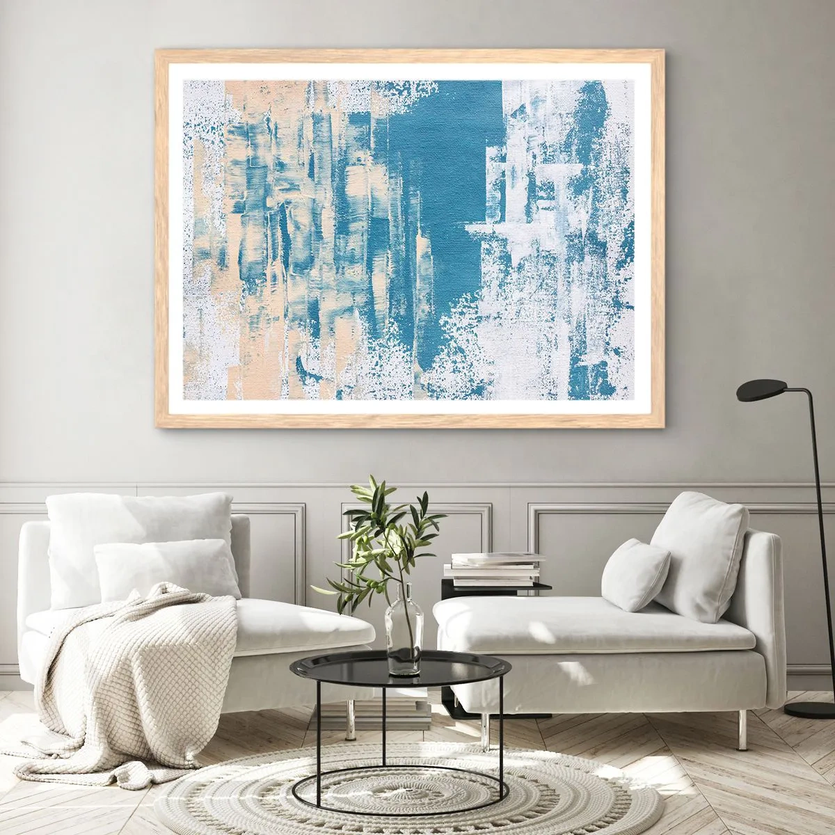 Poster în ramă de stejar deschis - Prin ţurţur de gheață - 100x70 cm