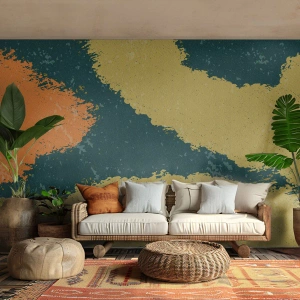 Tapet Standard Eco - Forme organice în nuanțe de galben și verde - 100x70cm - Abstracție - în slow motion - Decorațiune modernă pentru perete pentru living și dormitor ARTTOR