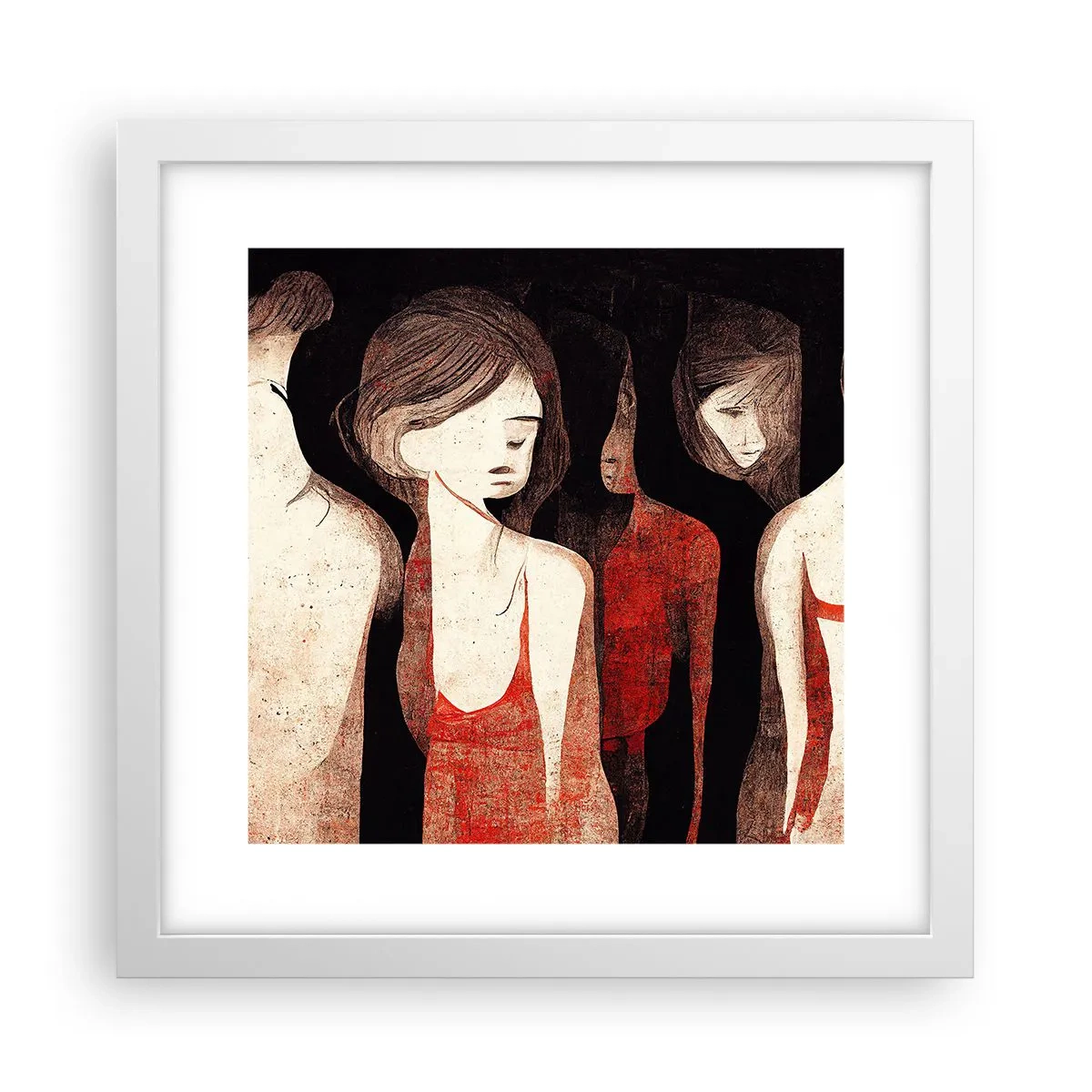 Poster în ramă albă - Madonele întunericului - 30x30 cm