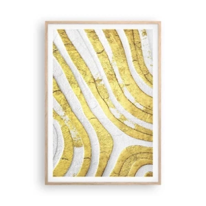 Poster în ramă de stejar deschis - Compoziția în alb și auriu - 70x100 cm