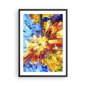 Poster în ramă neagră - explozie colorată de lumină într-o formă abstractă - 50x70cm - In medias res - Decorațiune modernă pentru perete pentru living și dormitor ARTTOR