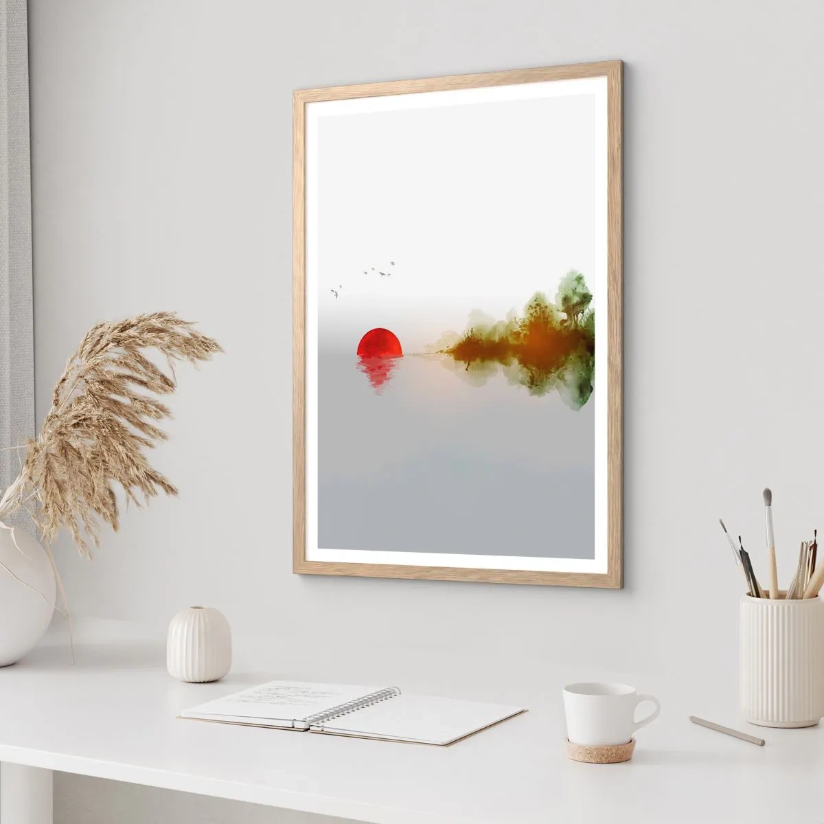 Poster în ramă de stejar deschis - Promisiune de liniște - 70x100 cm