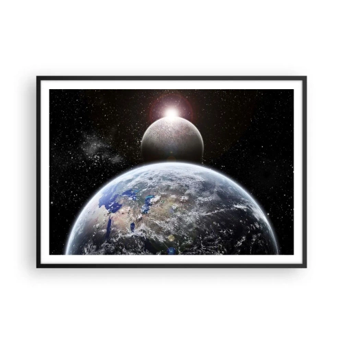 Poster în ramă neagră - Peisaj cosmic - răsărit de soare - 100x70 cm