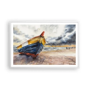 Poster în ramă albă - Se odihnește pe țărm - 91x61 cm