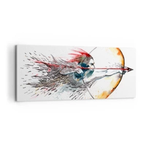 Tablou pe pânză - Războinic mitic cu un arc de foc - 120x50 cm