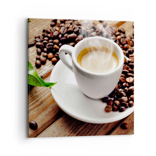 Tablou pe pânză - Cafea pe bancă - 70x70 cm