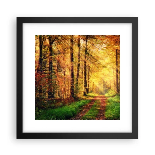 Poster în ramă neagră - Tăcere de aur de pădure - 30x30 cm