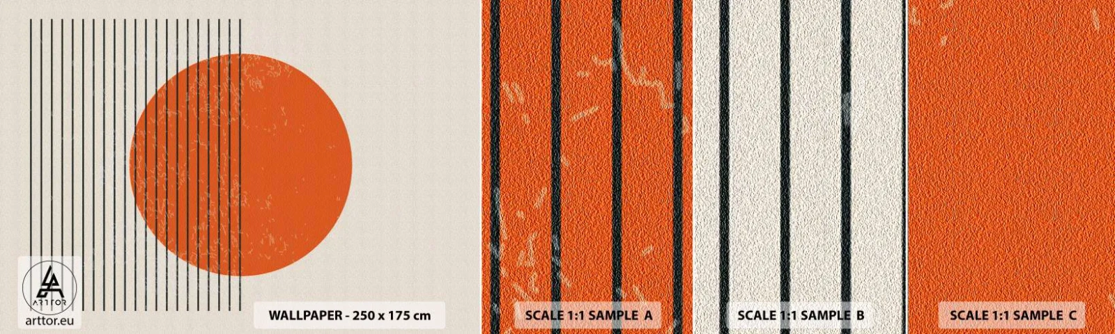 Mostră de Tapet Standard Eco - Întotdeauna soarele - Soare, Minimalist, Linii - 100x30 cm