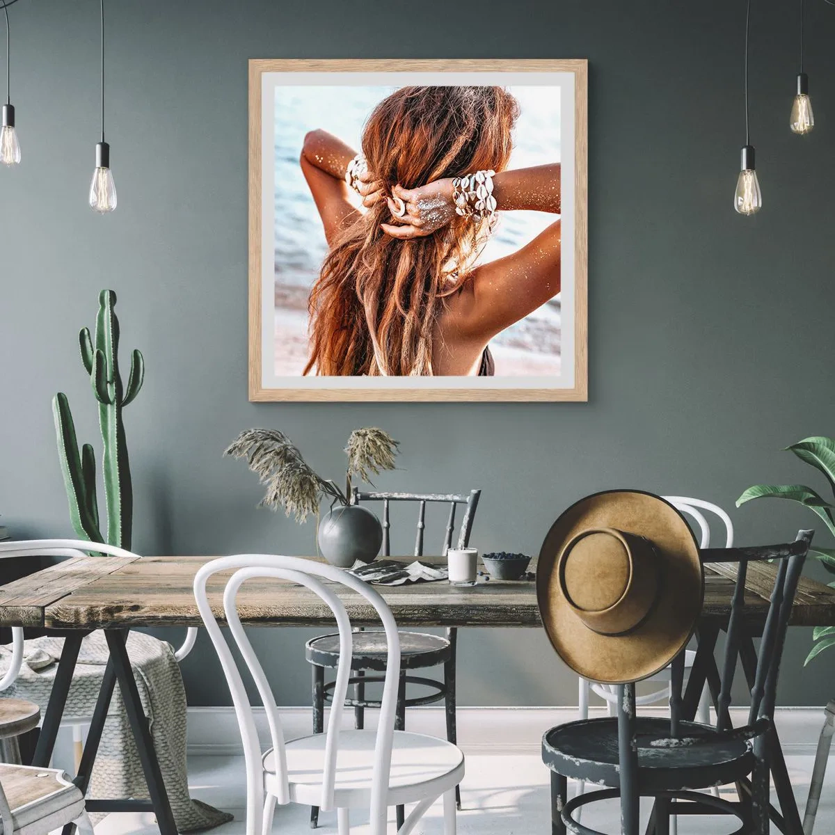 Poster în ramă de stejar deschis - Sora apei și a soarelui - 40x40 cm