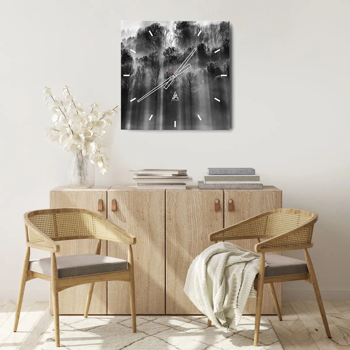 Ceas de perete - Ceas pe sticlă - În fluxuri de lumină - 40x40 cm