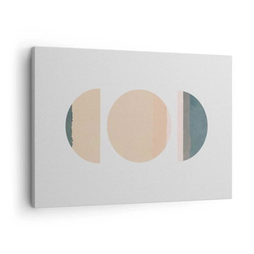 Tablou pe pânză Canvas - Forme geometrice abstracte în culori pastelate - 70x50cm - Roată cu roată - Decorațiune modernă pentru perete pentru living și dormitor ARTTOR