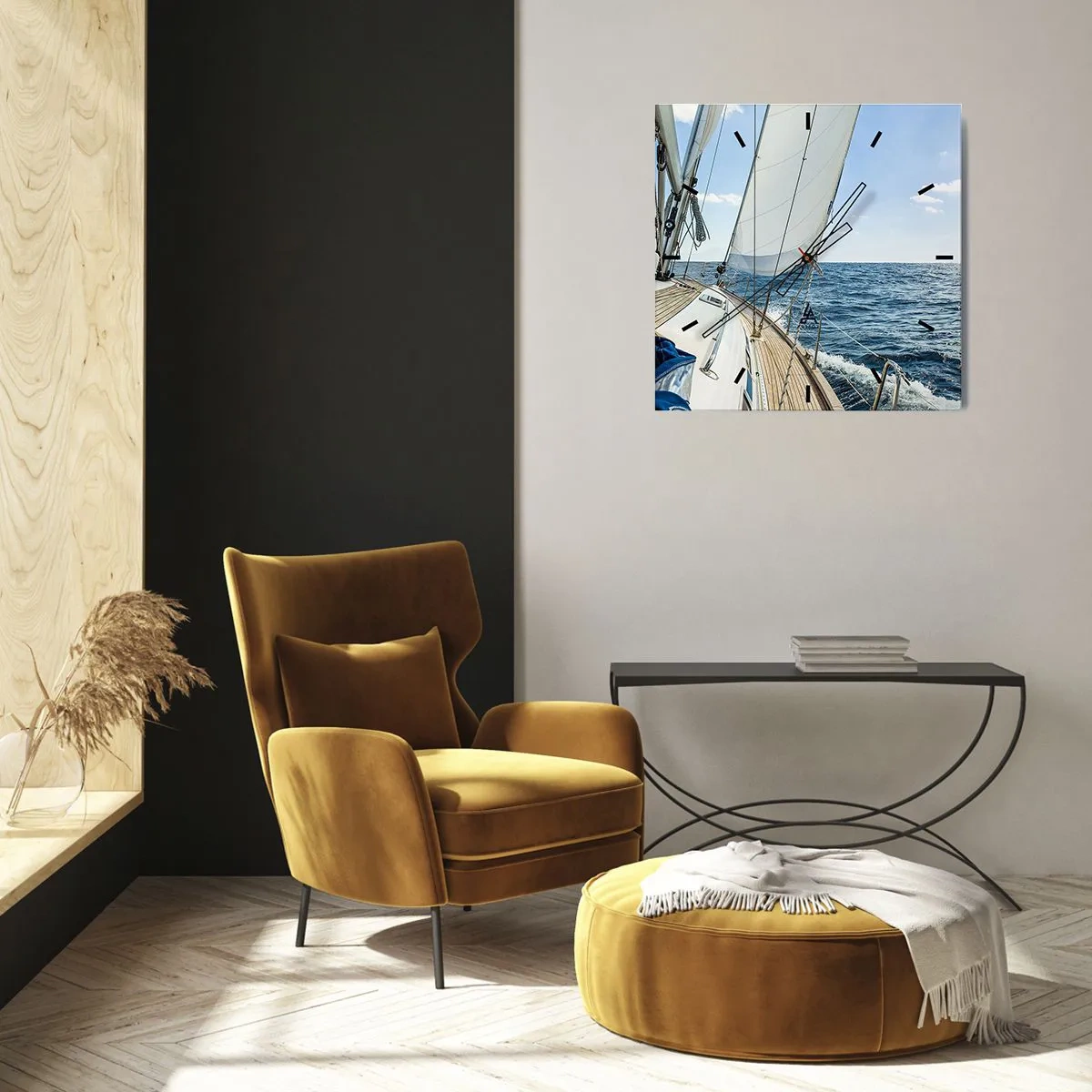 Ceas de perete - Ceas pe sticlă - Ahoy aventura - 40x40 cm