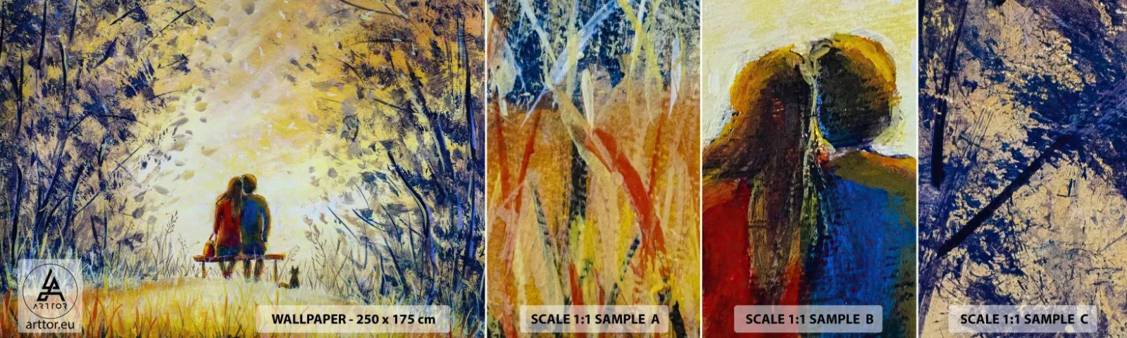 Mostră de Tapet Standard Eco - Un moment magic - Un cuplu de îndrăgostiți, Parc, Natură - 100x30 cm