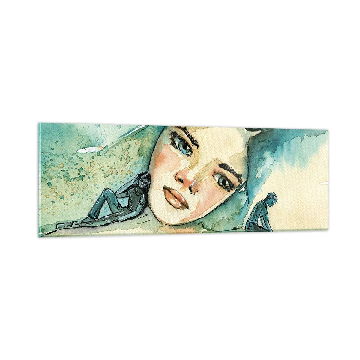 Tablou pe sticlă - Am I blue? - 90x30 cm