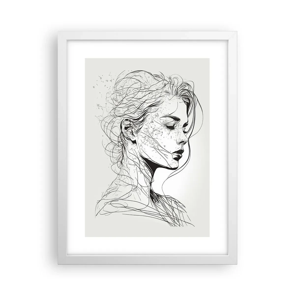 Poster în ramă albă - Desenată cu linii - 30x40 cm