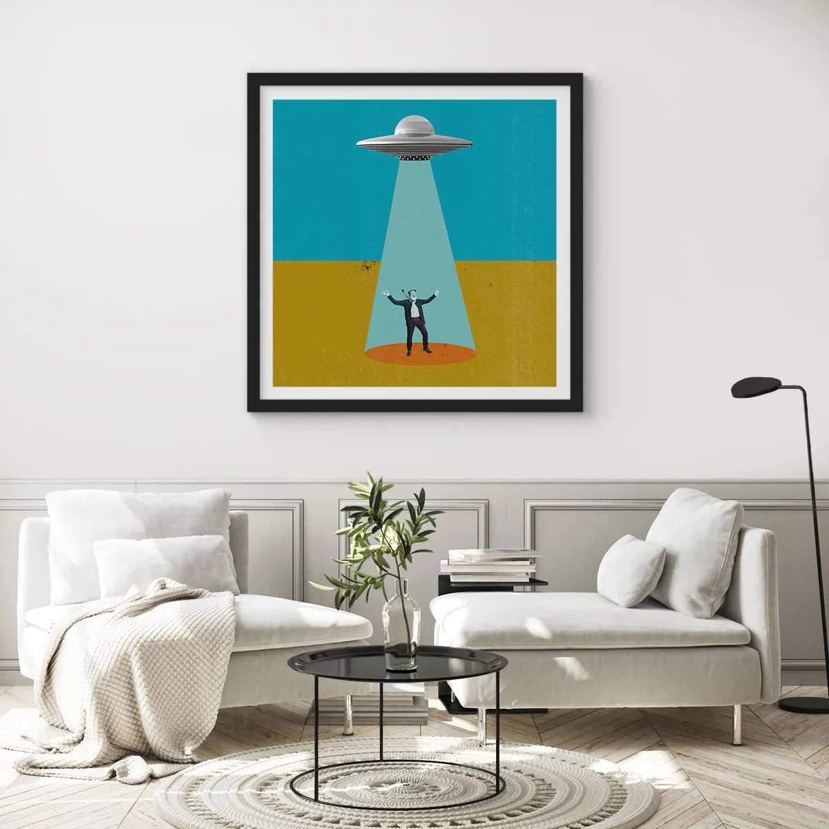 Poster în ramă neagră - Întâlnire de gradul III - 60x60 cm