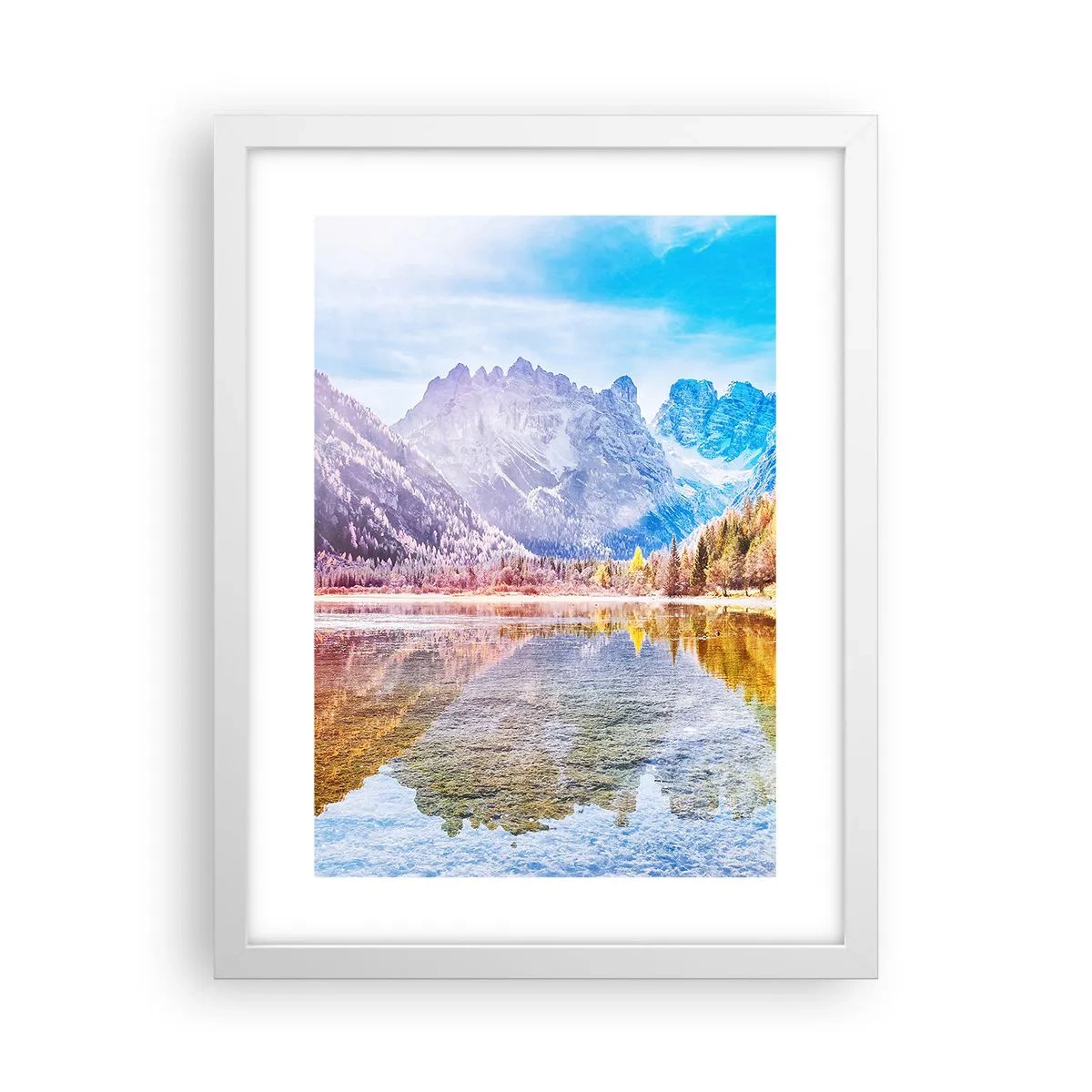 Poster în ramă albă - Iar în munți începe toamna - 30x40 cm