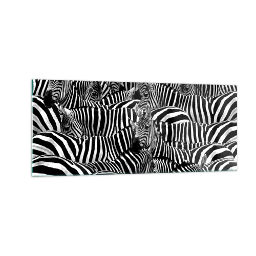 Tablou pe sticlă - Portret de grup cu dungi - 100x40 cm