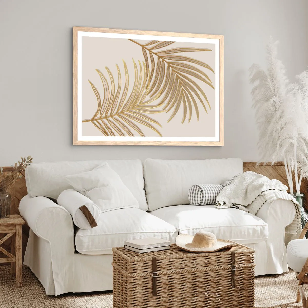 Poster în ramă de stejar deschis - Palmier de aur! - 70x50 cm