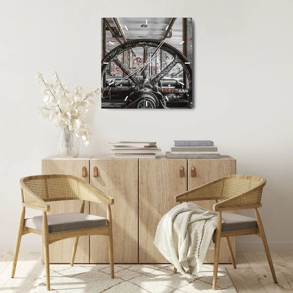 Ceas de perete - Ceas pe sticlă - Viața secretă a unei fabrici - 40x40 cm