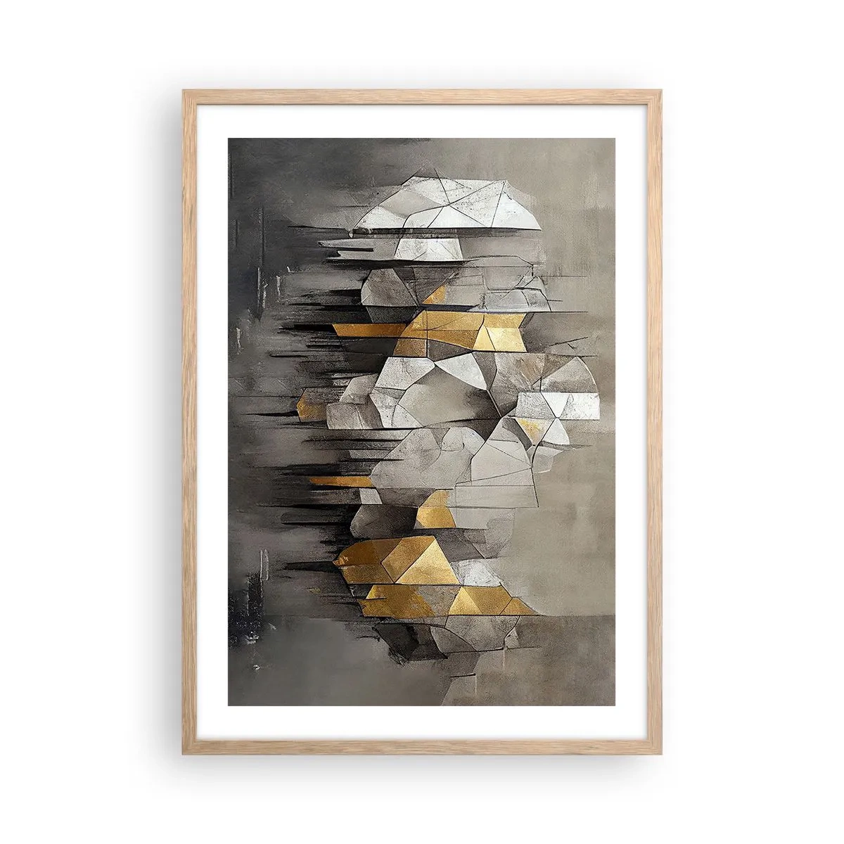 Poster în ramă de stejar deschis - Compoziție de gheață și lumină - 50x70 cm