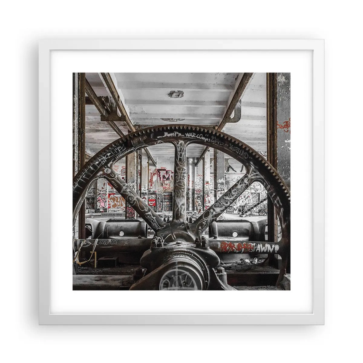 Poster în ramă albă - Viața secretă a unei fabrici - 40x40 cm