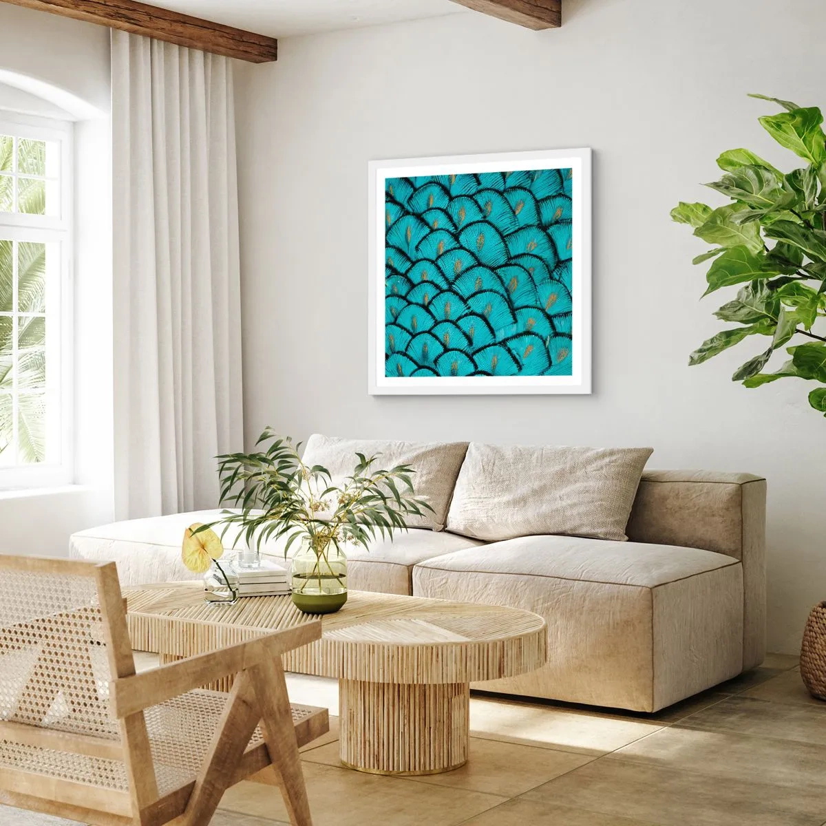 Poster în ramă albă - Marea gală a penelor - 50x50 cm