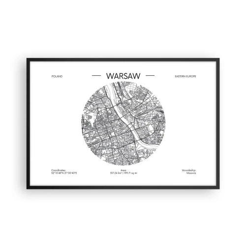 Poster în ramă neagră - Anatomia Varșoviei - 91x61 cm