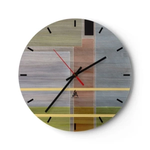 Ceas de perete - Ceas pe sticlă - Dreptunghiuri colorate în aranjament orizontal și vertical - 30x30cm - Drept și liniștit - Decorațiune modernă pentru perete pentru living, bucătărie și dormitor ARTTOR