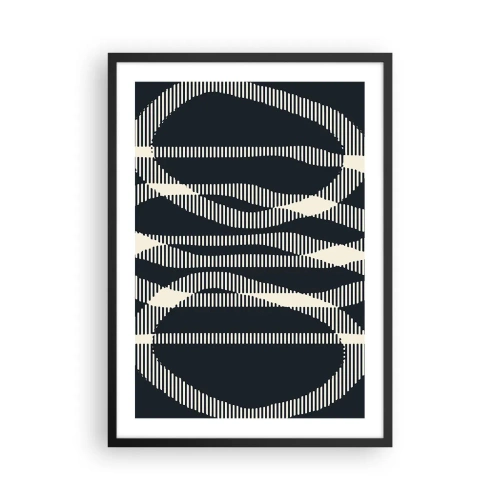 Poster în ramă neagră - Motiv geometric abstract în nuanțe de alb și negru - 50x70cm - Încercare de străpungere a întunericului - Decorațiune modernă pentru perete pentru living și dormitor ARTTOR