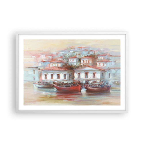 Poster în ramă albă - Orășel fericit - 70x50 cm