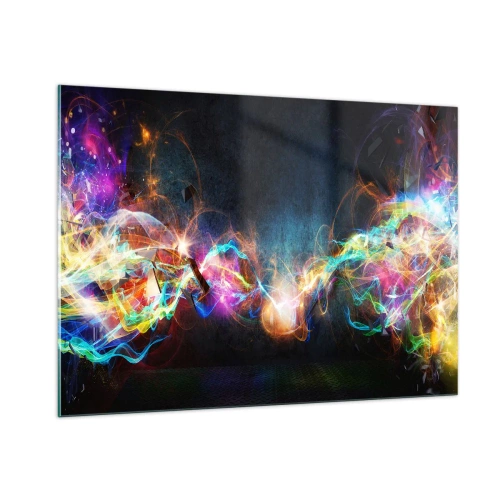 Tablou pe sticlă - Cu bucurie împotriva întunericului - 100x70 cm